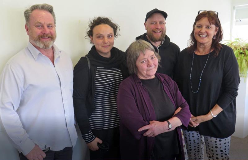 Richard Benge, Allie Manners, Menno Huibers, Glen McDonald and Jenny Hutchings after a Wellington Community Arts Network meeting in November