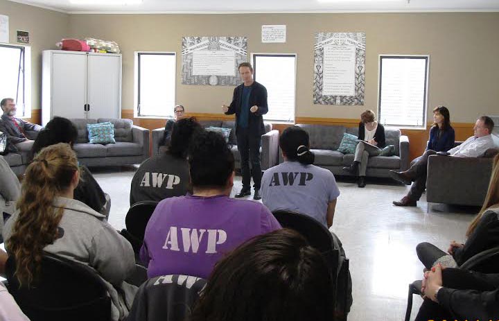 Damien Wilkins talks to prisoners graduating from the creative writing course