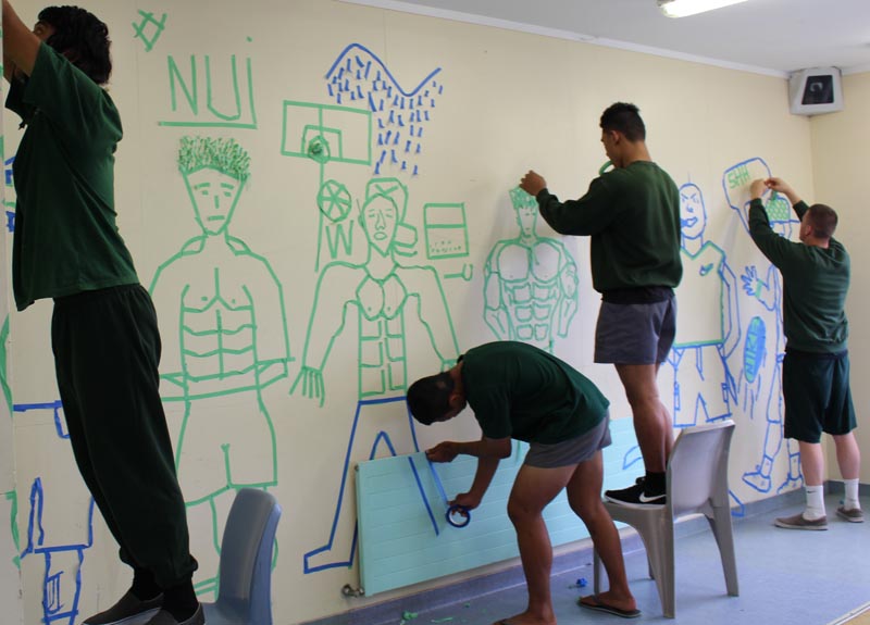 Tape art workshop in Hawkes Bay Regional Prison