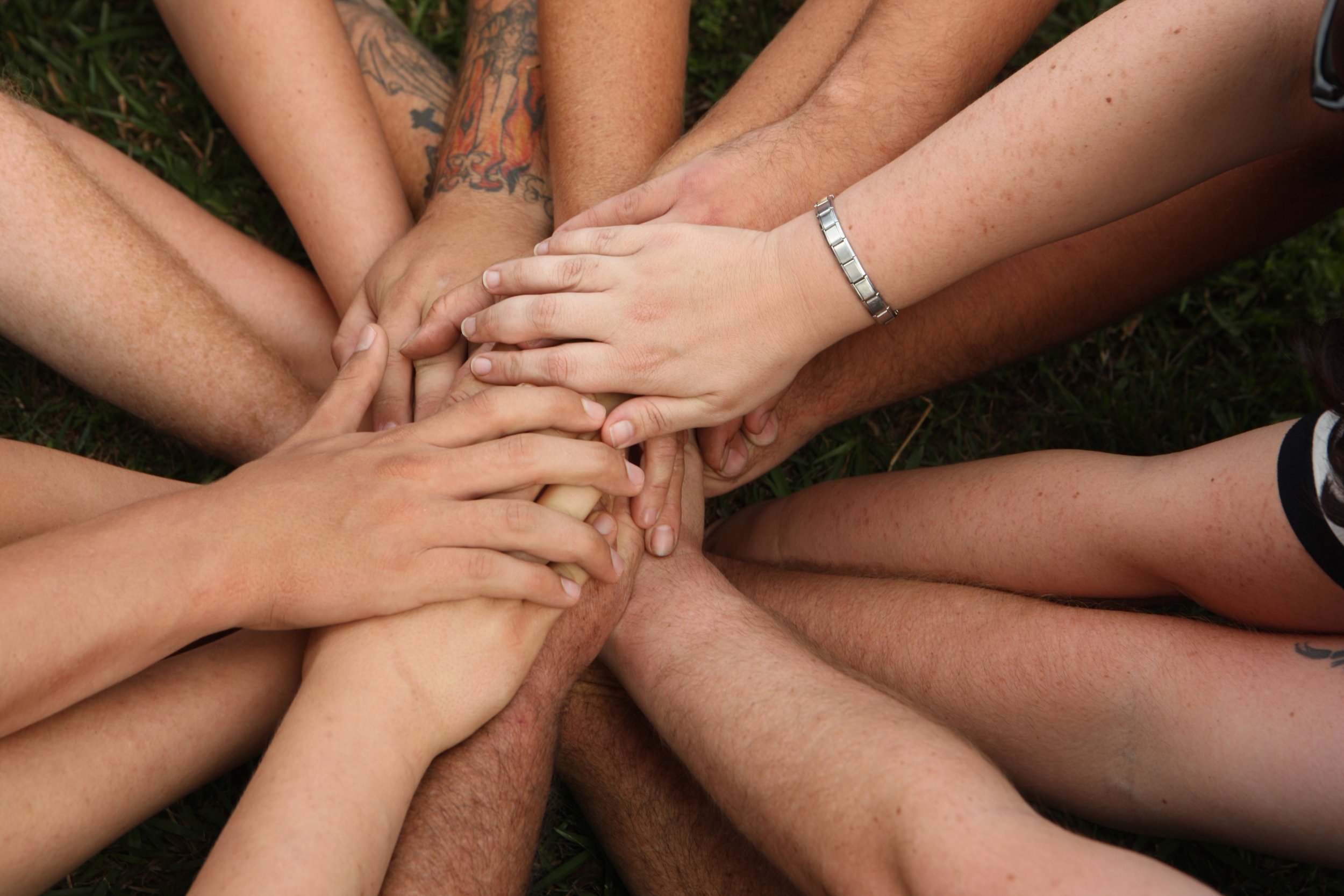 Group of hands in the middle