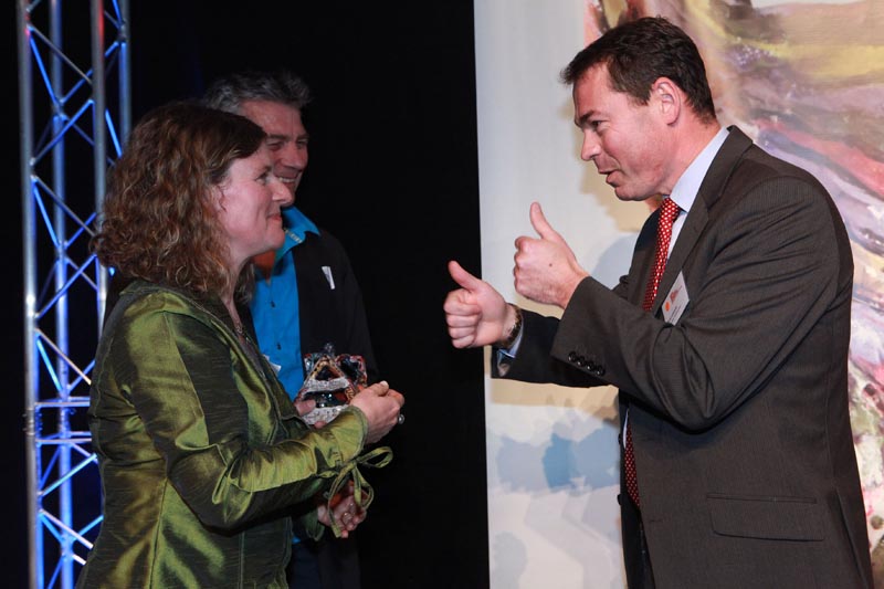 Rachel Coppage and Olivier Lacoua signing at the Arts Access Awards 2013