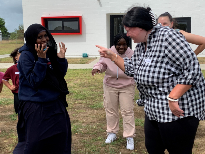 Three Tu Kokiri students capture the intensity in a freeze-frame.