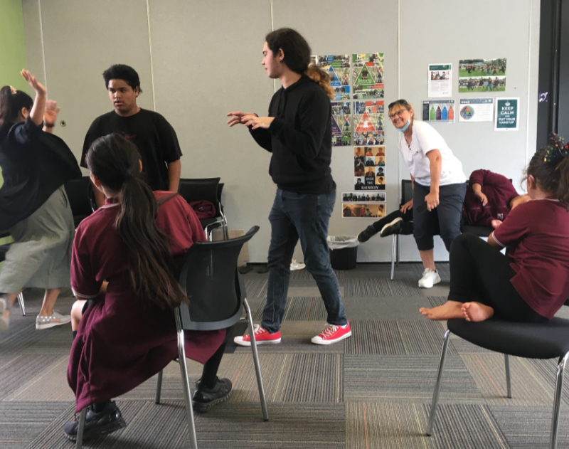 Tu Kokiri students are continuing to practice the drama games with the students from Kelston Boys and Kelston Primary students while the project is paused.