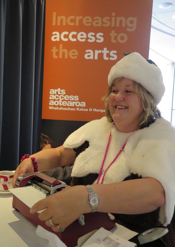 Julie Woods at a Christmas meeting of the Arts For All Otago Network
