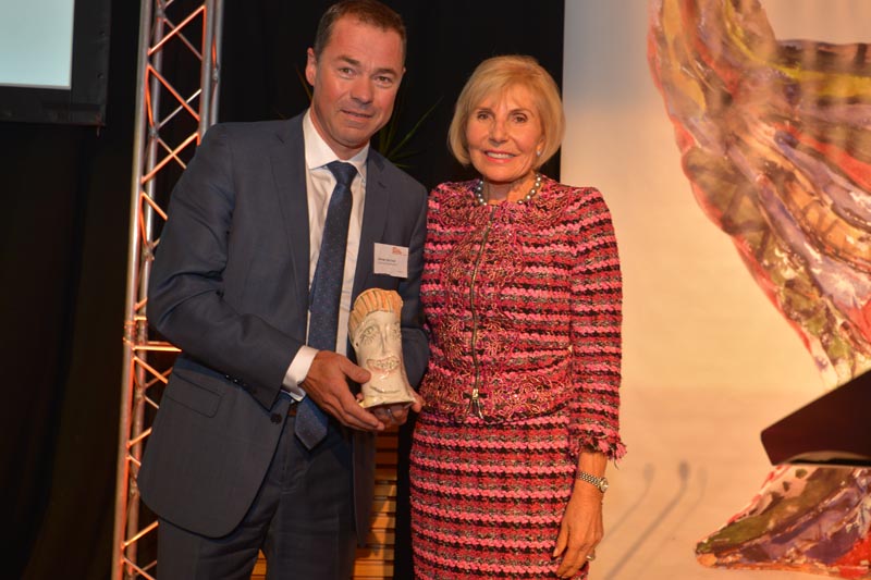 Olivier Lacoua receives his Arts Access Accolade from Dame Rosie Horton