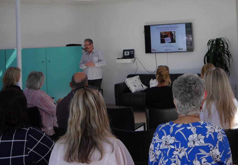 Richard Benge at the Arts For All meeting in the Hawke's Bay