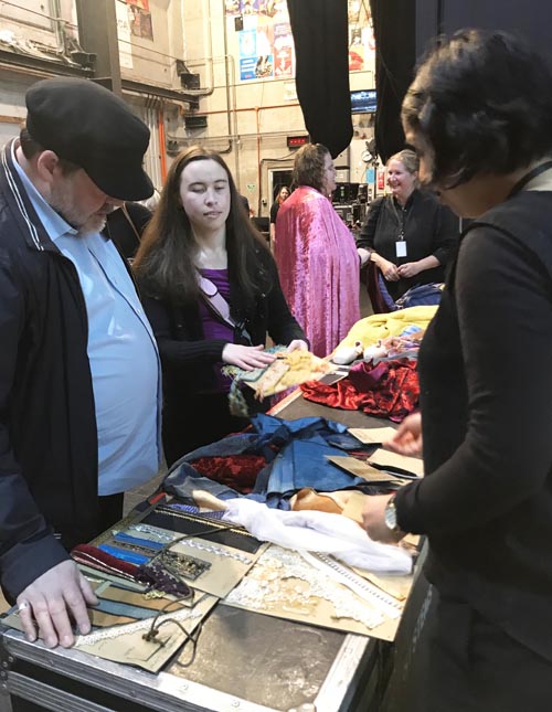 Paul Brown and Aine Kelly-Costello touch some of the materials on the touch tour