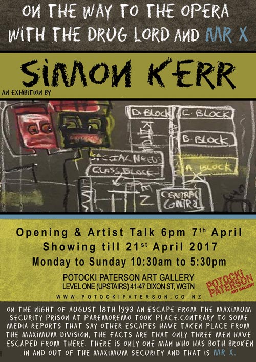 Poster advertising Simon Kerr's exhibition