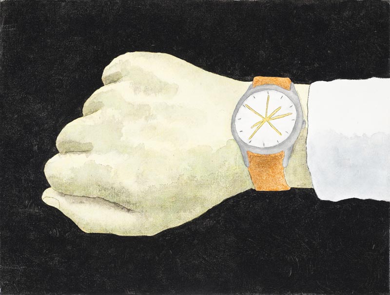 David Cauchi, Time, 2014, coloured pencil, watercolour and oil on linen, 30 x 40cm