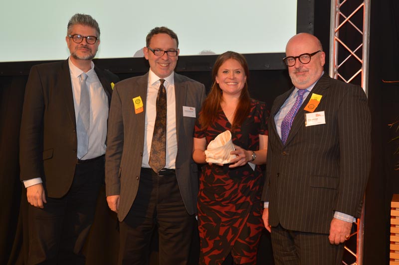 Ross Gumbly, Rachel Sears and Philip Aldridge of The Court theatre with Stephen Wainwright, CEO, Creative New Zealand