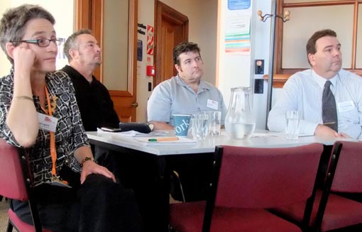 Rachel Ingram and members of the Arts For All Wellington Network meeting in 2013