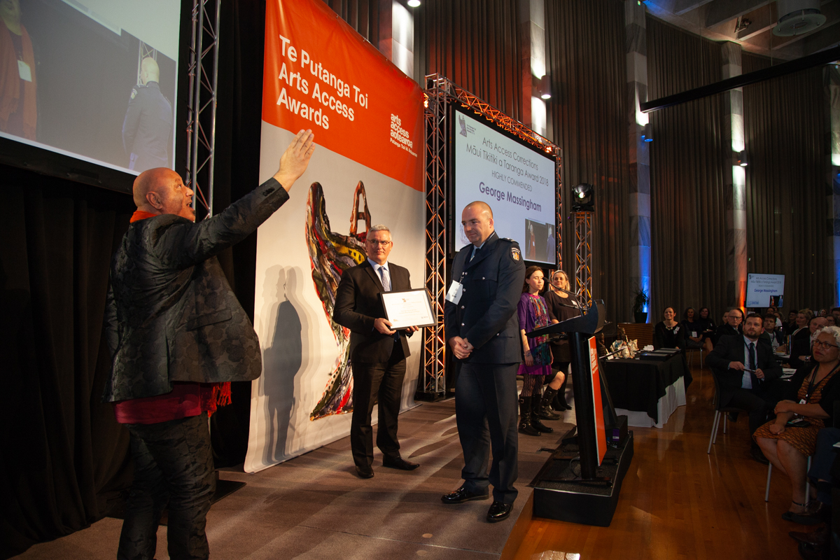 George Massingham, presented his award by Hon Kelvin Davis Photo: Vanessa Rushton Photography