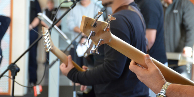 Prisoners taking part in the music workshop