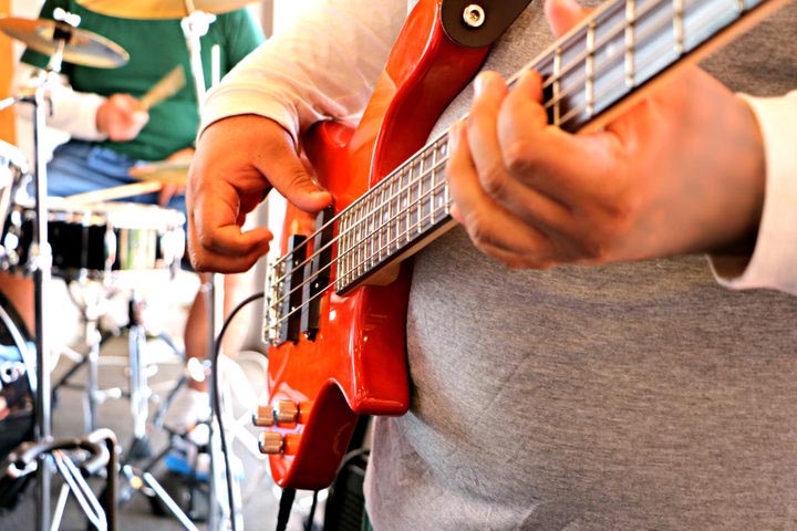 Prisoners taking part in the music workshop