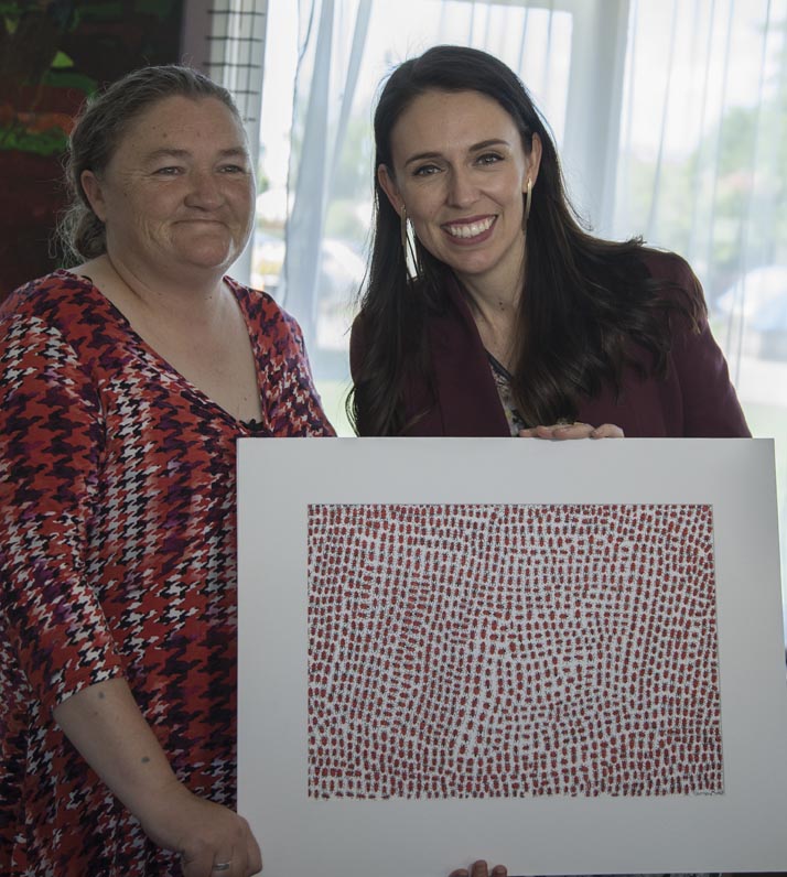 Artist Carmen Brown and Prime Minister Jacinda Ardern