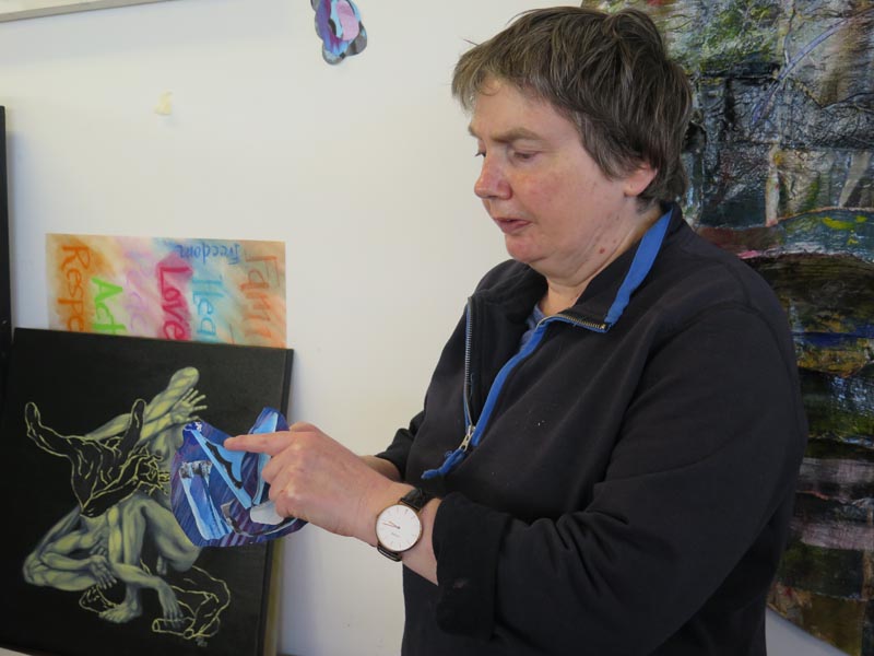 Pablos artist Rosemarie describes the clouds in her artwork