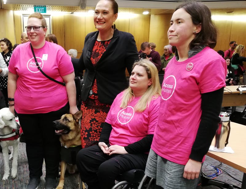 Aine Kelly-Costello, right, and a group of Access Alliance advocates meet with Hon Carmel Sepuloni, Minister of  Disability Issues