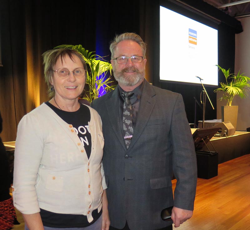 Members of the judging panel Judith Jones, Te Papa, and Richard Benge, Arts Access Aotearoa