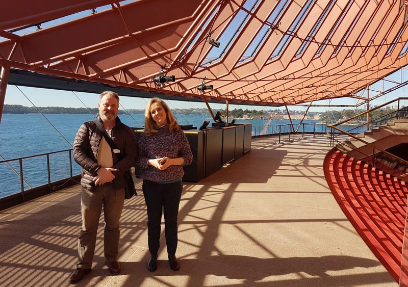 Richard Benge with Jenny Spinak, Accessibility Manager,Sydney Opera House. 