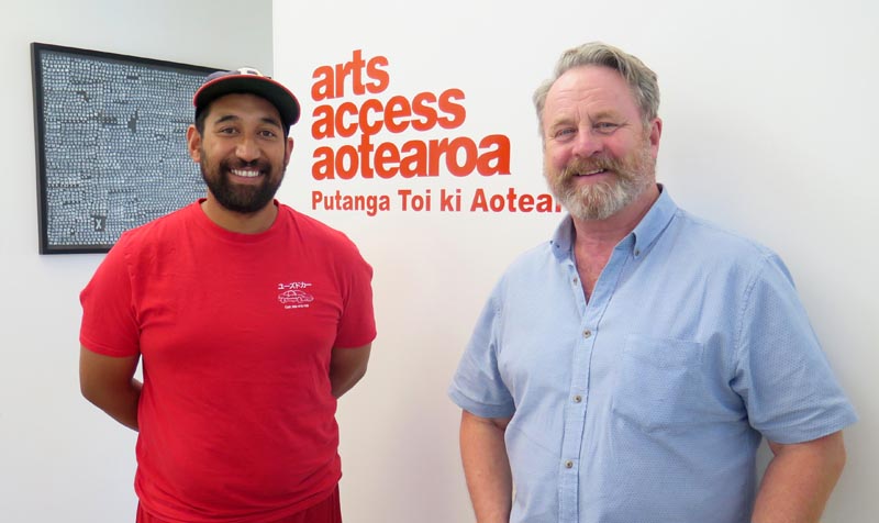 Chris Ulutupu with Richard Benge, Executive Director, Arts Access Aotearoa