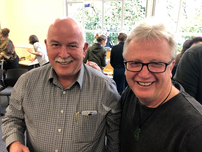 Mark Lynds, Department of Corrections, and Peter O'Connor, University of Auckland at an Arts in Corrections Network meeting