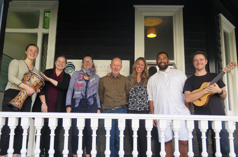 Chris Ulutupu with members of the Raukatauri Music Therapy Centre team