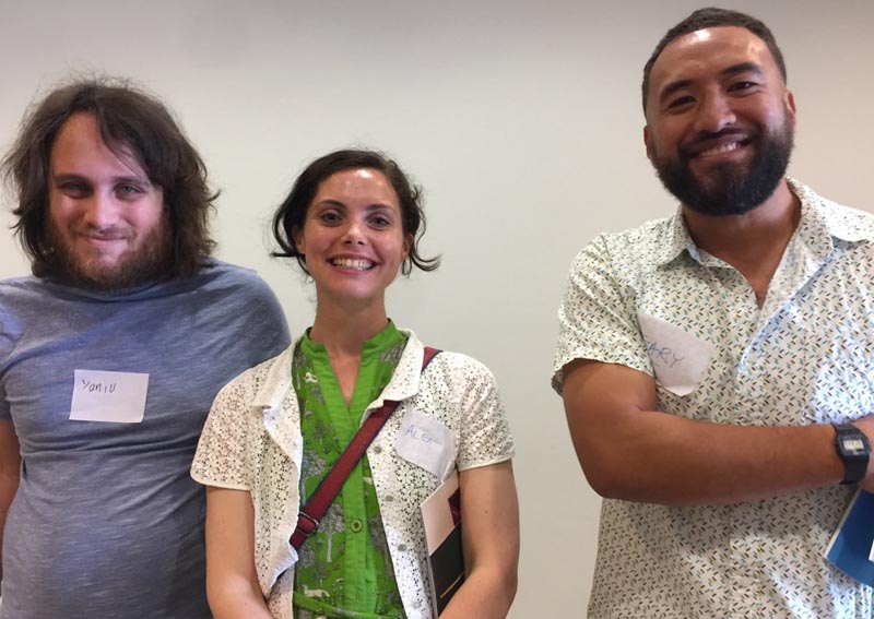 Yaniv Janson, Alex Lodge and Gavin at the December Arts For All Auckland Network meeting