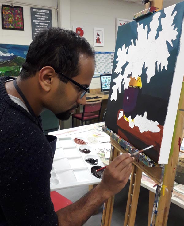 An artist at work at Sandz Studio and Gallery in Hamilton