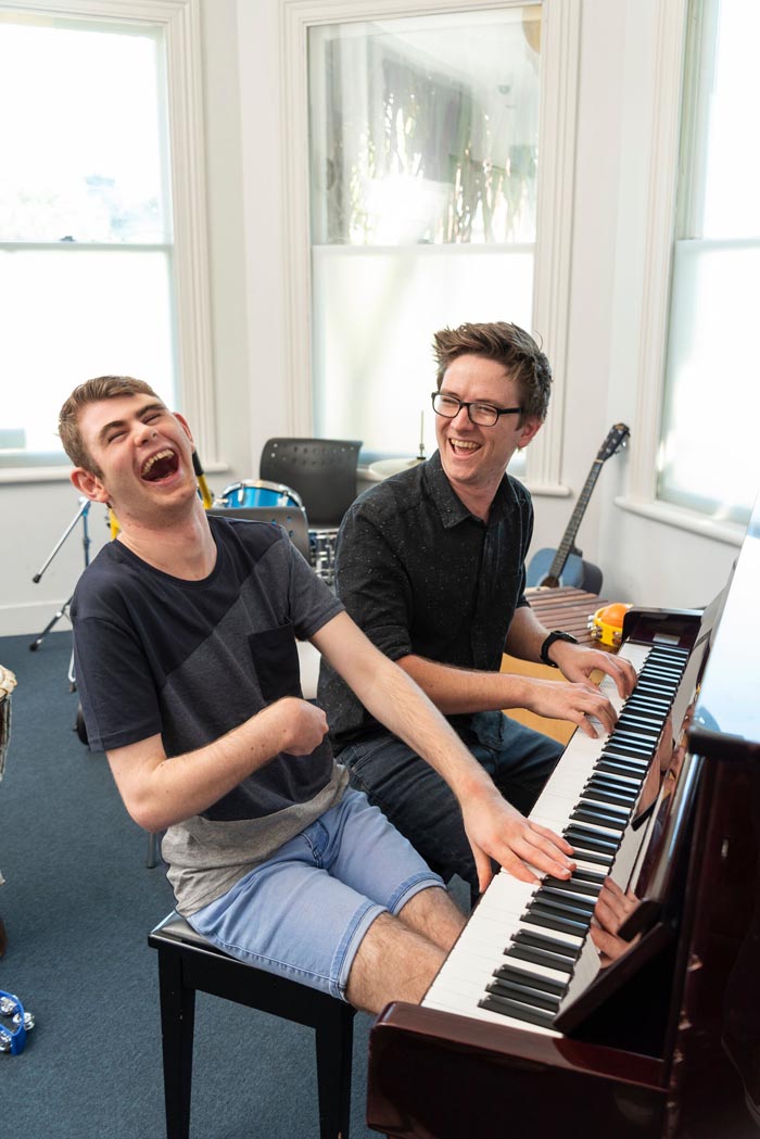 Enjoying music at Raukatauri Music Therapy Centre