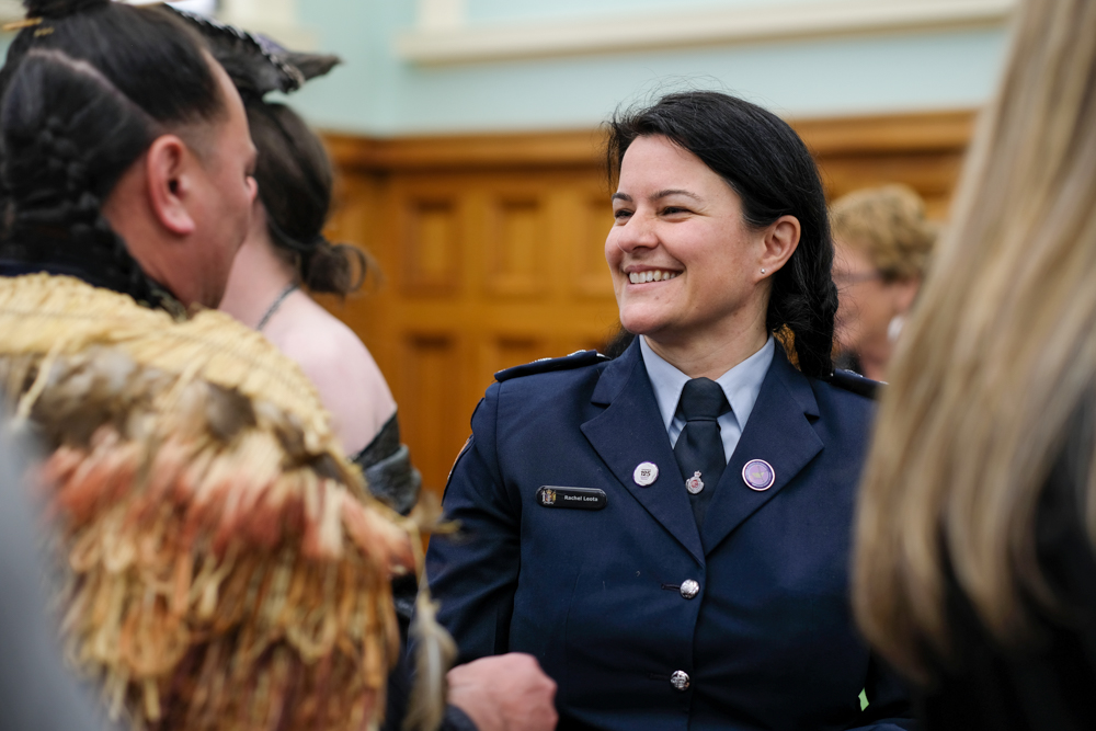 Rachel Leota talks to Rue-Jade Morgan at Te Putanga Toi Arts Access Awards 2019 Photo: Vanessa Rushton Photography