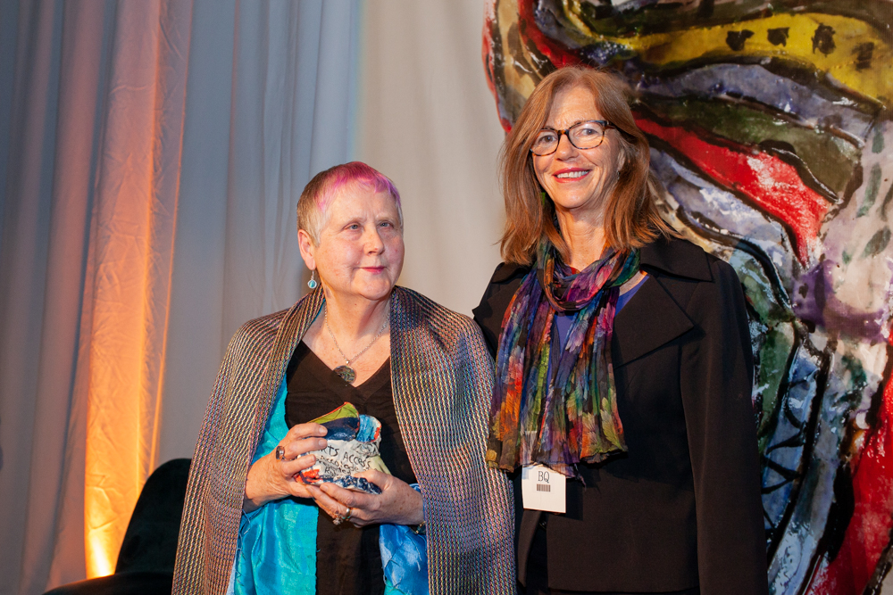 Robyn Hunt, Arts Access Accolade recipient and Dr Karen Webster, Chair, Arts Access Aotearoa