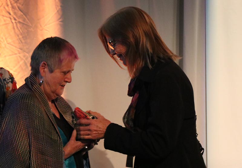 Robyn Hunt presented the Arts Access Accolade by Dr Karen Webster, Chair, Arts Access Aotearoa