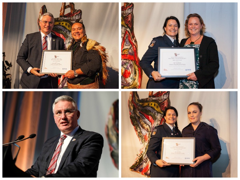 A collage of images of Highly Commended recipietns with Minister Kelvin David and Rachel Leota, Department of Corrections