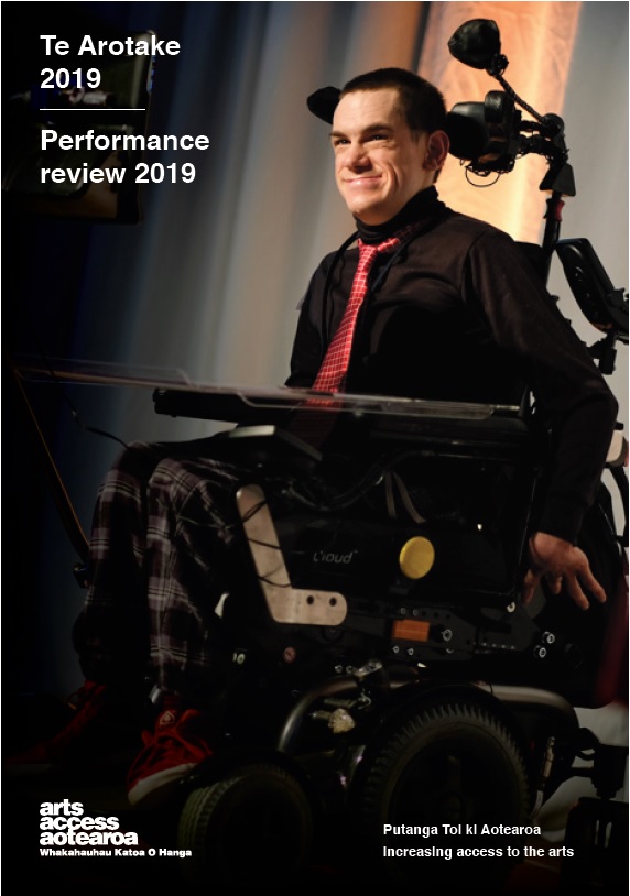 Performance Review cover image of Thane Pullan, co-MC of Te Putanga Toi Arts Access Awards 2019 