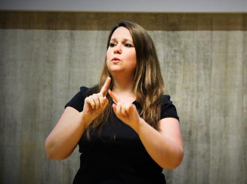 Kelly Hodgins, sign language interpreter