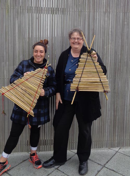 Invercargill Prison volunteer Sharne and Volunteer Coordinator Jane King with the completed kites