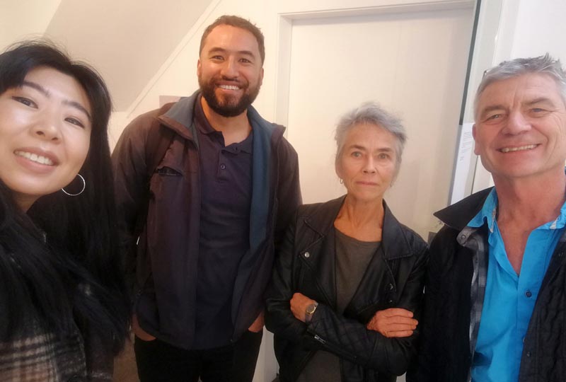 Arts Access Aotearoa's Gary Silipa with Diana Hu, Linda Blincko, and Erwin van Asbeck from Depot Artspace