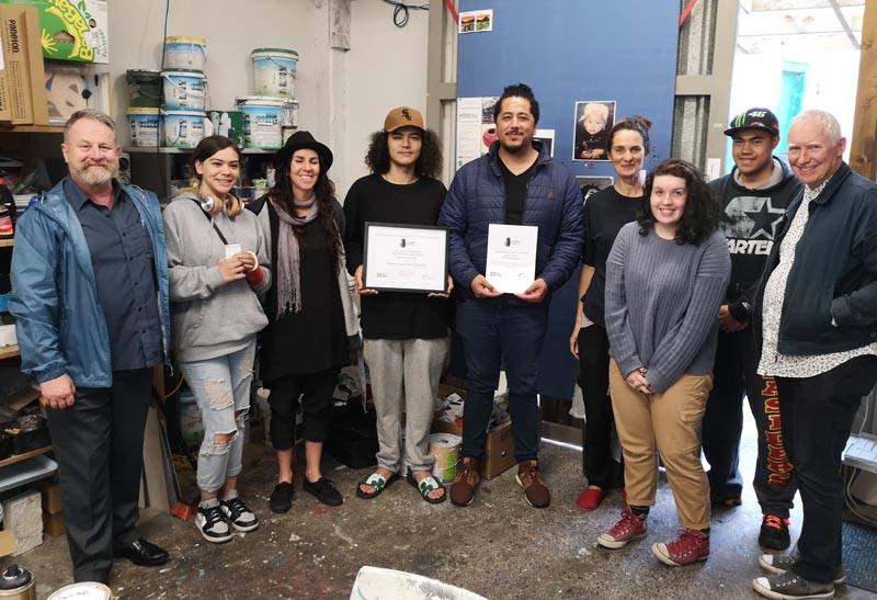 Kakakano Youth Arts Collective, presented its Highly Commended certificate in the Arts Access Holdsworth Creative Space Award 2020