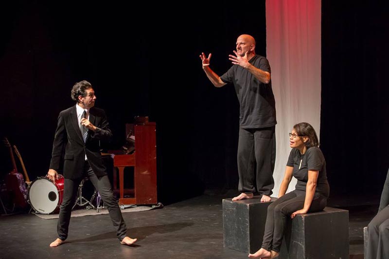Mihailo Ladjevac, the late Shaun Fahey and Joanne Klaver perform in the Equal Voices Arts 2016 production, At the End of My Hands 