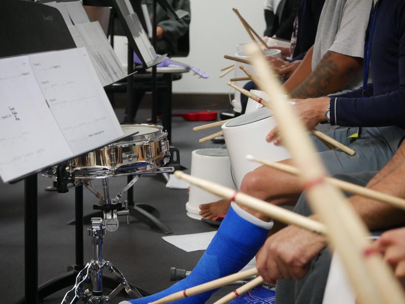 Tū ora in the Navigate Unit participating in a Christchurch Symphony Orchestra music workshop