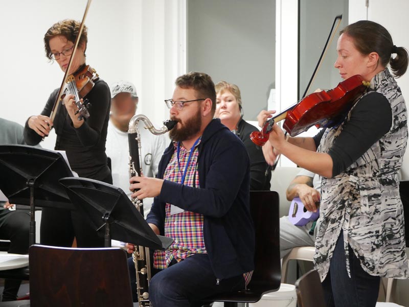 CSO musicians perform in a music workshop in Christchurch Men's Prison