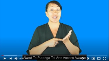 NZSL video about Te Putanga Toi Arts Access Awards 2021