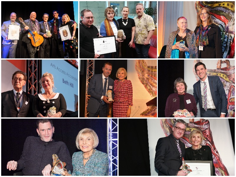 Collage of Arts Access Accolade recipients from 2014 to 2021