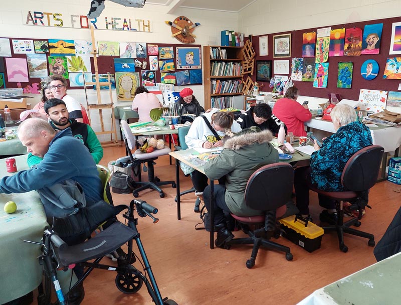 Artists working on projects at Arts For Health in Hamilton