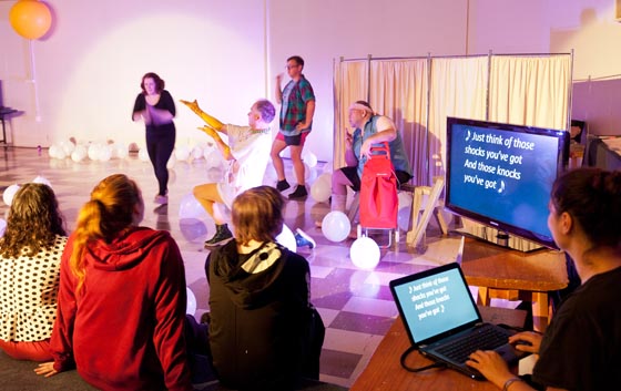 Captioned theatre performance of MilkMilkLemonade at the Dunedin Fringe Festival 2014