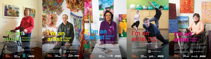 The five posters in the I'm an Artist Campaign