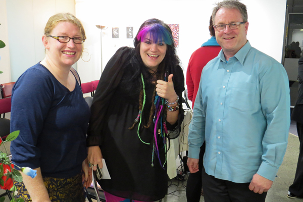 Gemma Williamson (Arts Access Aotearoa), Eryn Gribble (Alpha Art Gallery and Studio) and Richard Benge (Executive Director, Arts Access Aotearoa) 