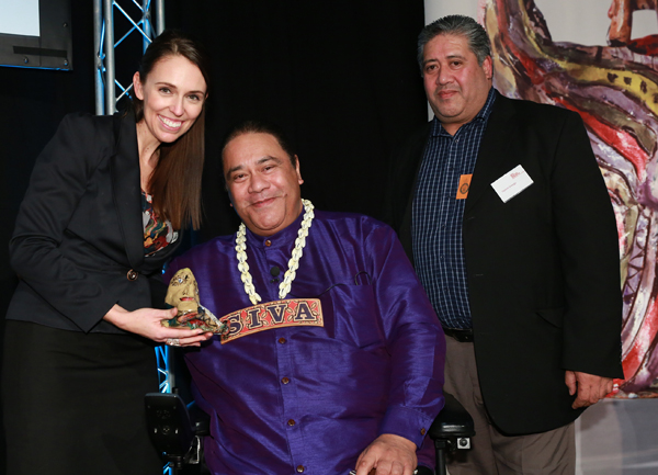 "Jacinda Ardern (Auckland Central MP) and Pati Umaga with his brother Daniel Umaga