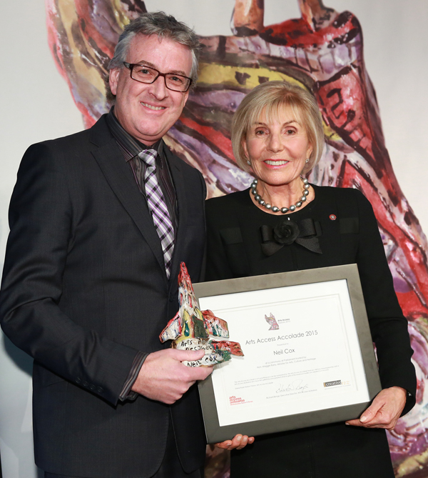Neil Cox, Chief Executive of Isaac Theatre Royal and Dame Rosie Norton at the Arts Access Awards 2015