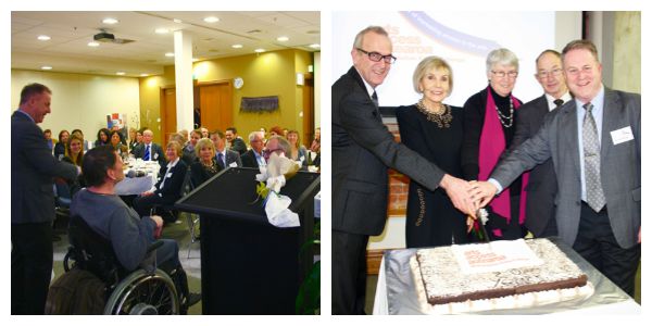 20th Anniversary lunch at CQ Hotels Wellington / Cake cutting